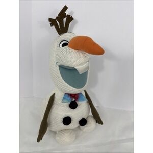 Disney Frozen‎ Knit Olaf Plush Snowflake Sparkles Snowman 14" Stuffed Toy Doll